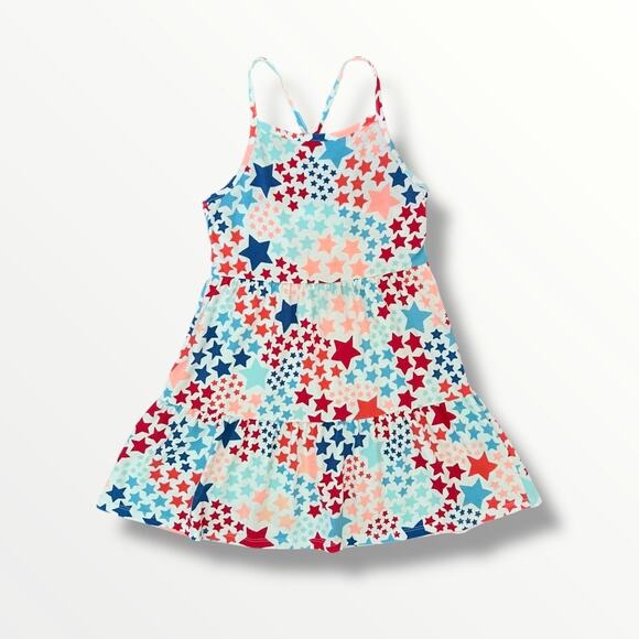 Cat & Jack Girls Sundress 6/7 Patriotic Stars Sleeveless Summer Casual - Picture 3 of 5